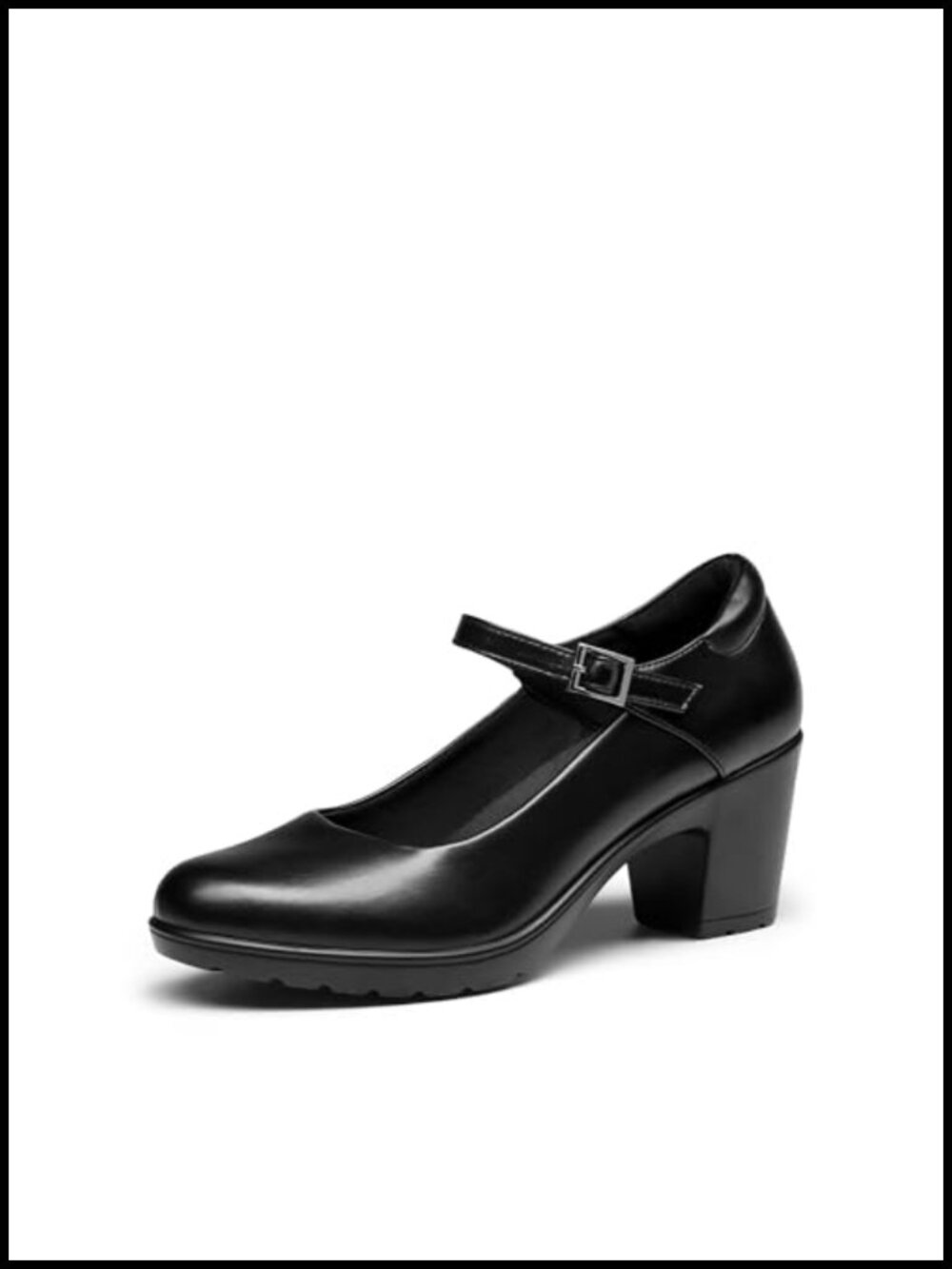 Mary Jane Arch Support Heels, Low Chunky Block Heels, Closed Toe Pumps